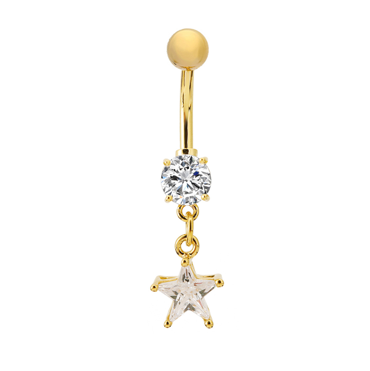 Modischer Pentagramm Und Seestern Bauchnabelpiercing Mit Zirkonia_voghion.com