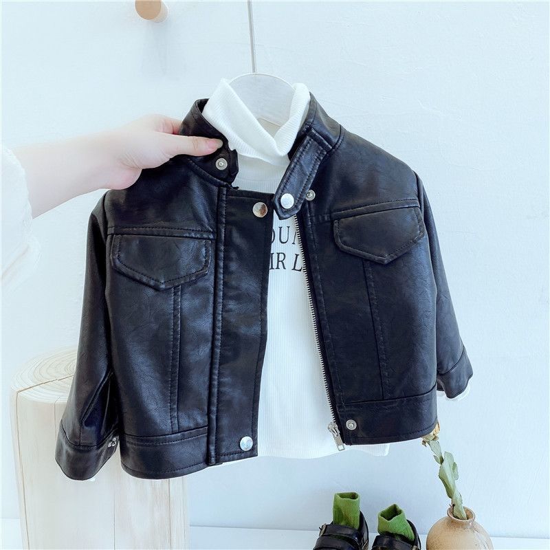 Leather jackets girls boys 2021 autumn a...