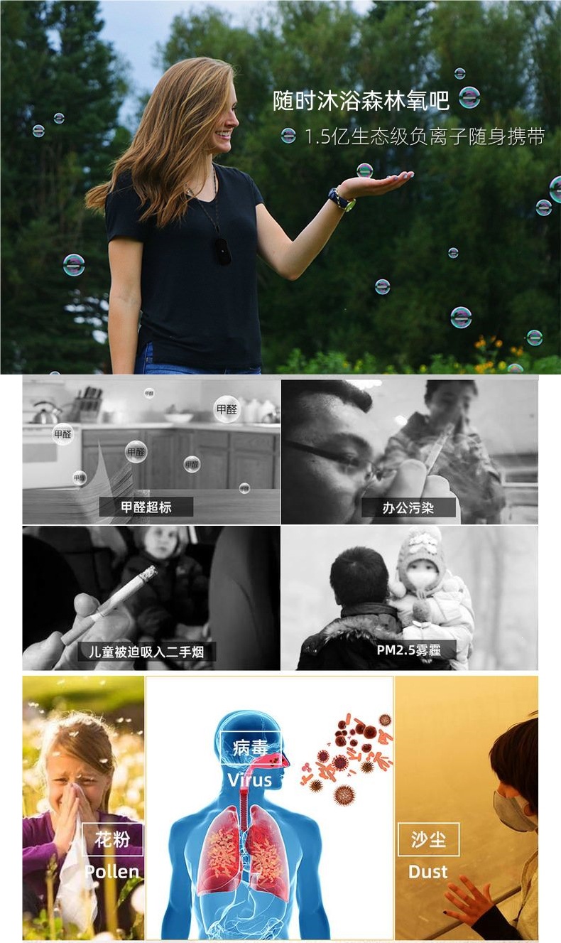 Desktop air purifier, portable neck-hanging mini negative ion purifier for home and car use, mini oxygen bar, others