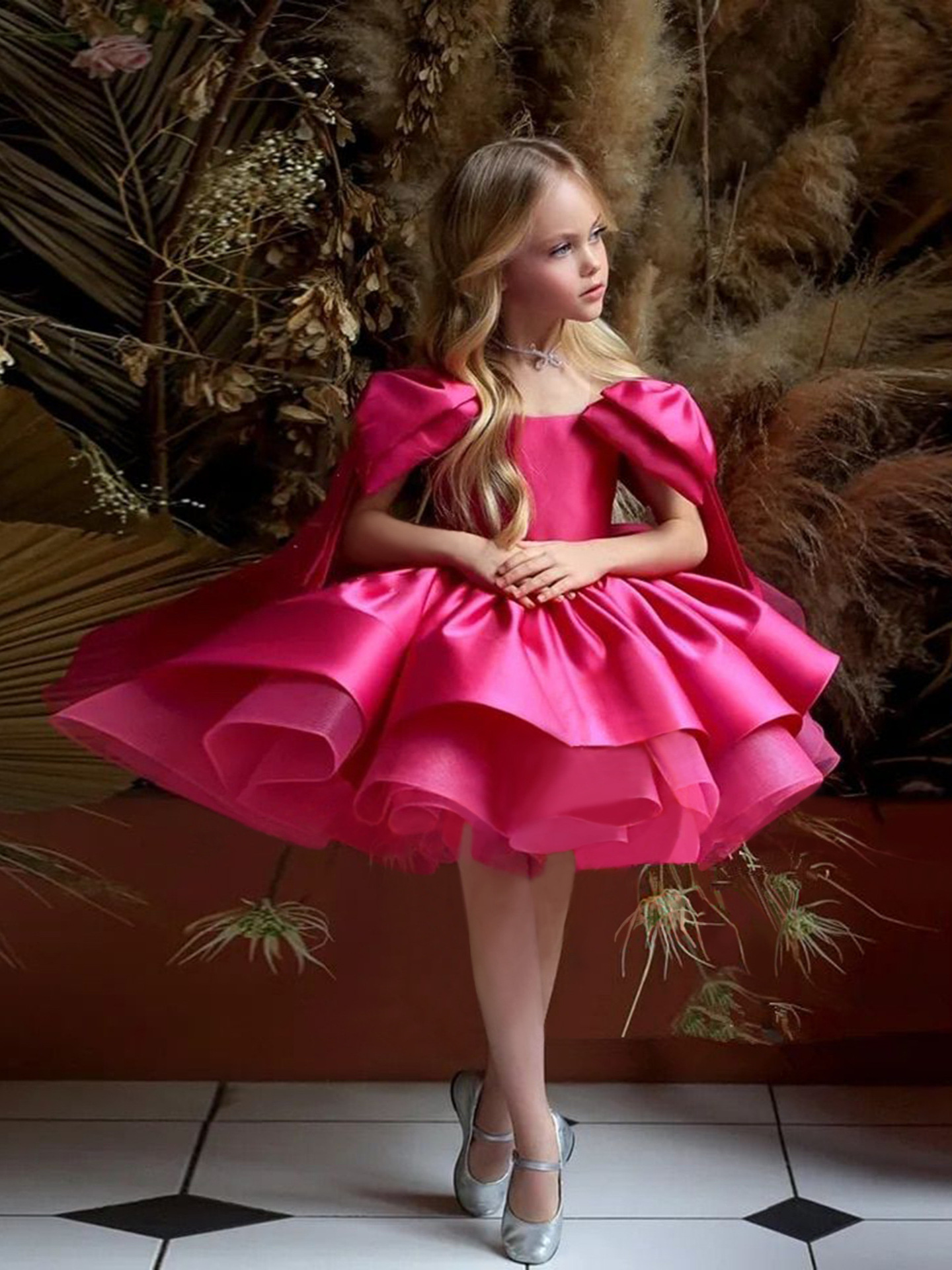 Aliexpress nuevo vestido de niñas satin esling arco de malla dura falda de princesa puño vestido de fiesta infantil