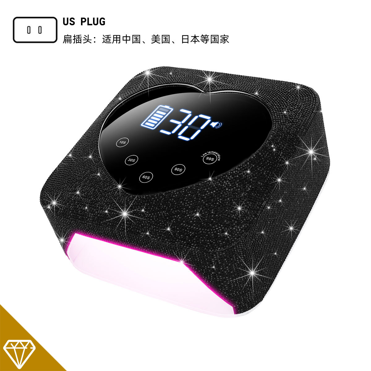 Nuevo diamante de parche transfronterizo, lámpara de manicura inalámbrica, máquina de fototerapia, carga LED, lámpara de parrilla de manicura portátil, tienda de manicura