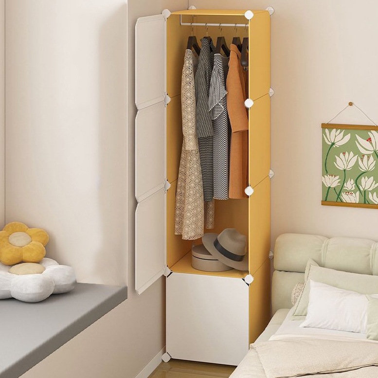 Simple Wardrobe for Rental Home Use in Bedroom, Easy to Assemble, Economical Small Storage Cabinet, Sturdy and Durable Fabric Wardrobe