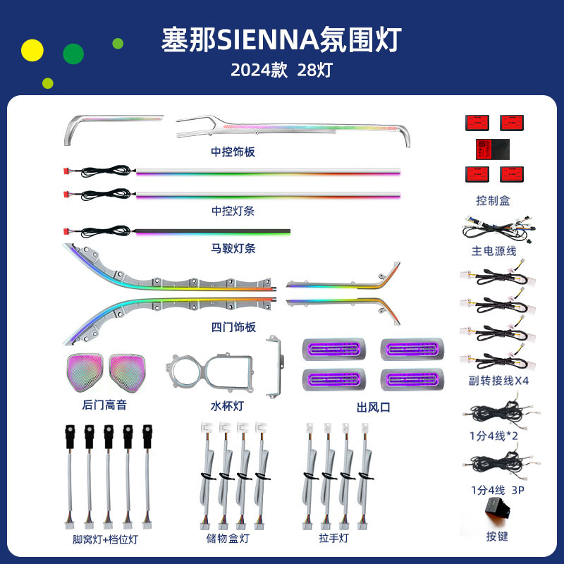 Toyota – Car Ambient Panel (Dashboard) işıqlandırması - sienna-2024-2025-28-lights