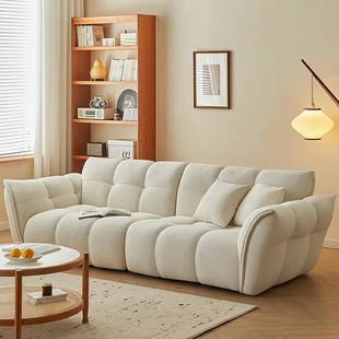 Lily Sofa Modern Minimalist Designer Straight Row Small Apartment Living Room Petal French Cream Style Fabric Sofa