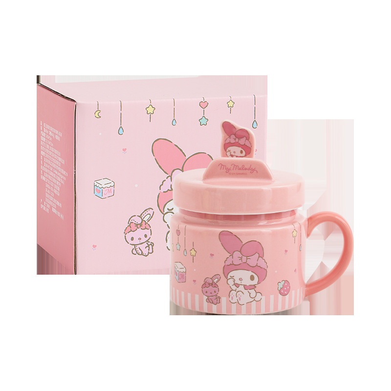 三丽鸥陶瓷支架杯HelloKitty马克杯可爱陶瓷杯子高颜值喝水杯家用|undefined