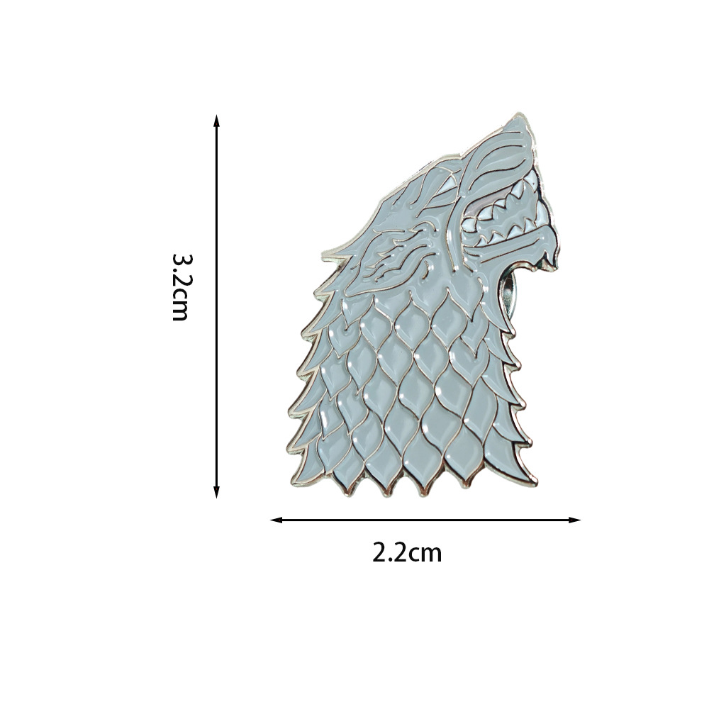 Game of Thrones Ice Wolf Brooch, A Song of Ice and Fire Badge, Backpack Accessory Pin, Decorative Gift