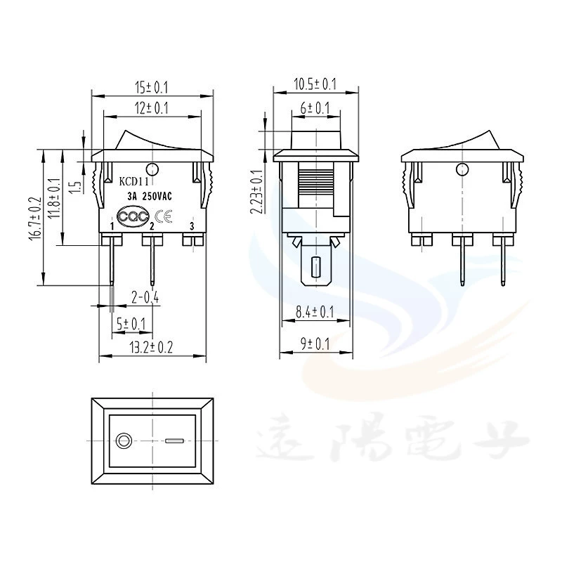 Yuanyang Sales KCD1 Ship -type switch Two gears 21*15mm square ship type switch CE certification