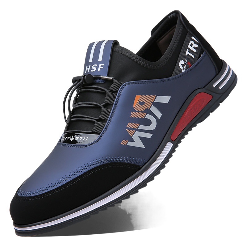 Autumn New Men's Shoes Soft Leather Soft Bottom Casual Shoes Men's British All-match Heightening Trendy Shoes Sports Leather Shoes for Men