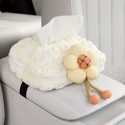 Good Things for Girls, Car tissue box/set - beige-long-legged-flower-horizontal-version-puff-tissue-box