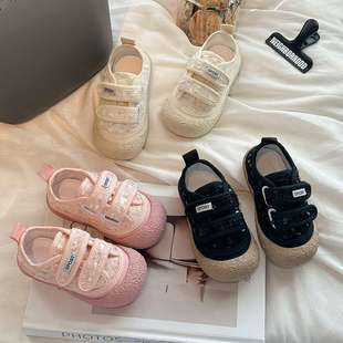 Korean Style Kidsren's Sequined Autum Shoes 2025 New Baby Girl Soft-Soled Canvas Shoes for Boys and Girls Anti-Skid Shoes