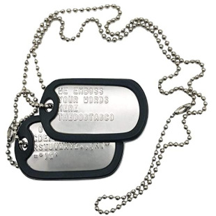 2 pcs/set for stainless steel dog tag stamping concave and convex text military tag fashion fashion clothing tag army