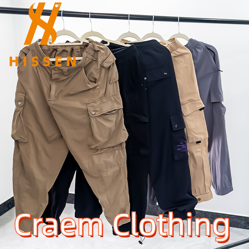 二手衣服厂家批发 欧美热卖多口袋男裤休闲阔腿长裤used clothes