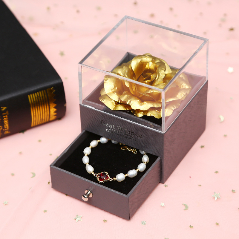 Colorido oro rosa collar joyería caja de regalo del Día de San Valentín perla cristal pulsera traje Amazon nuevo