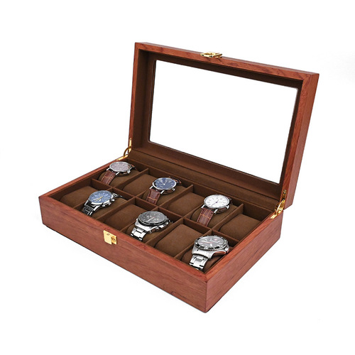 New 12-bit watch box retro wooden watch storage box display European style flip wooden box dropshipping