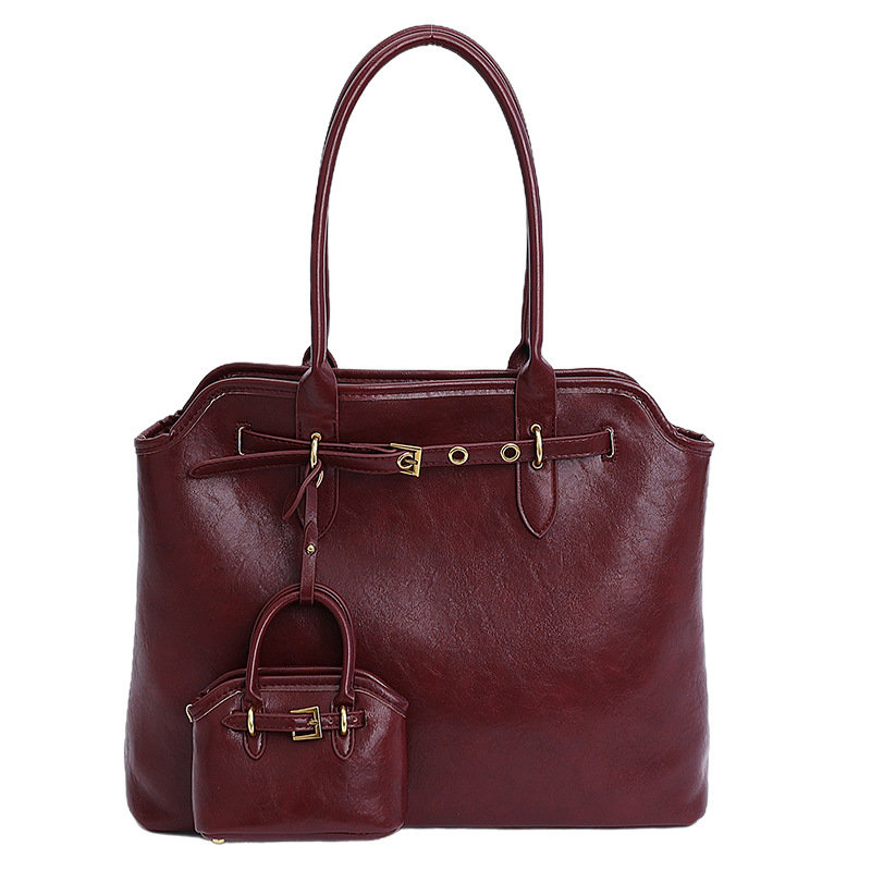 Retro Cowhide Tote Bag For Women 2025 New Arrival Casual Versatile Luxury Large Capacity Shoulder Underarm Bag - Thumbnail 6