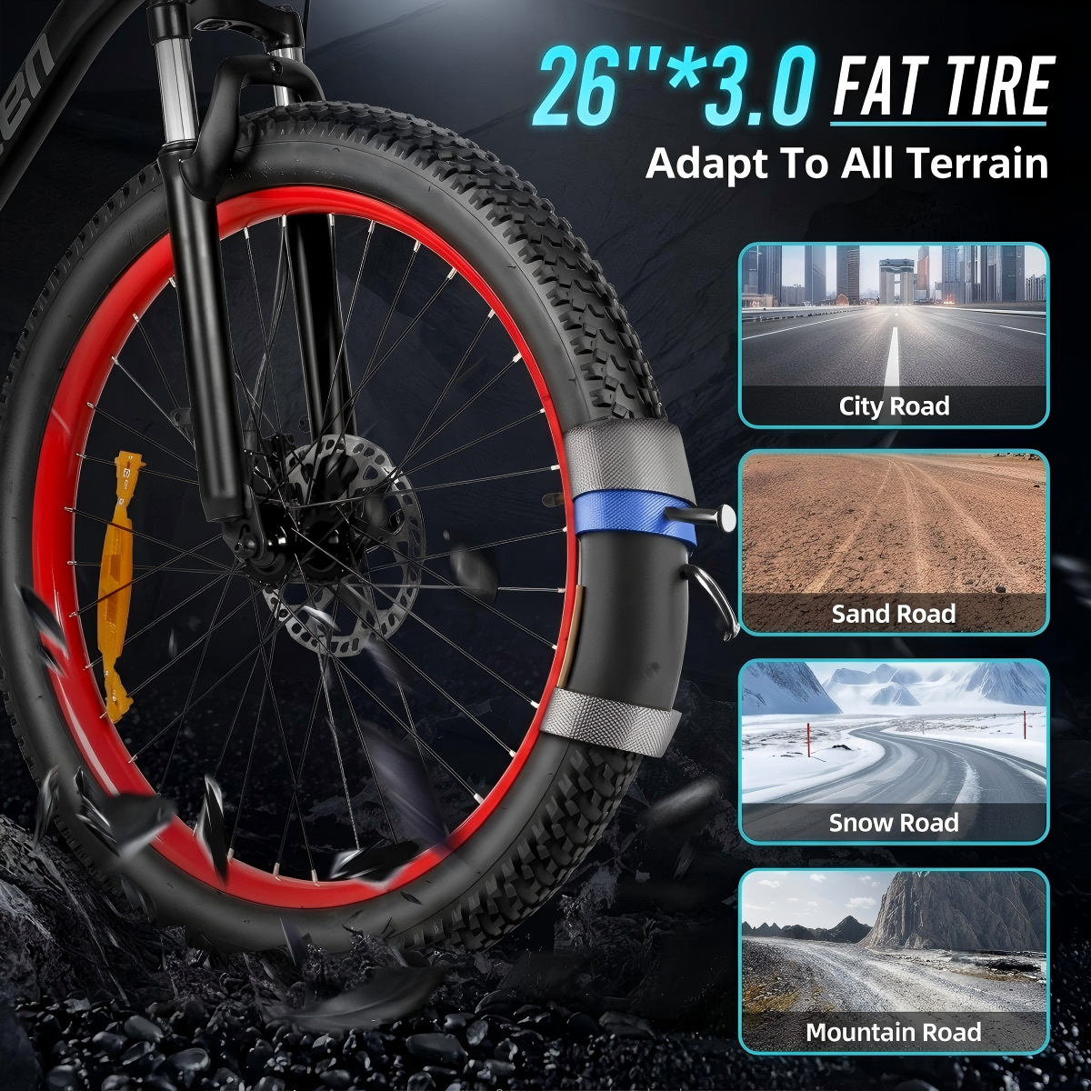 In-stock at US warehouse, 26-inch foldable fat tire electric bike, cross-border dropshipping, peak power 1500W