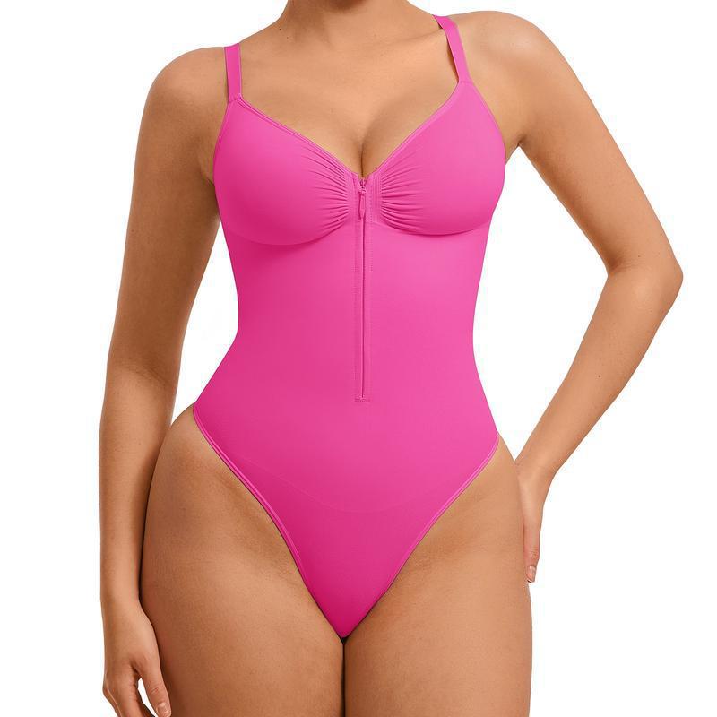 Cross-Border Foreign Trade Hot-Selling European and American Style Sexy Thong Zipper Tight-Fitting V-Neck Strap Waist-Slimming Shapewear Bodysuit for Women