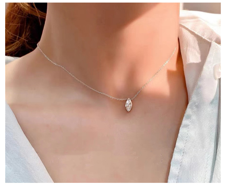 925 sterling silver Chain Material cable chain Chain Type 925 Sterling Silver Geometric Zircon 925 Sterling Silver Cable Chain Pendant Necklace