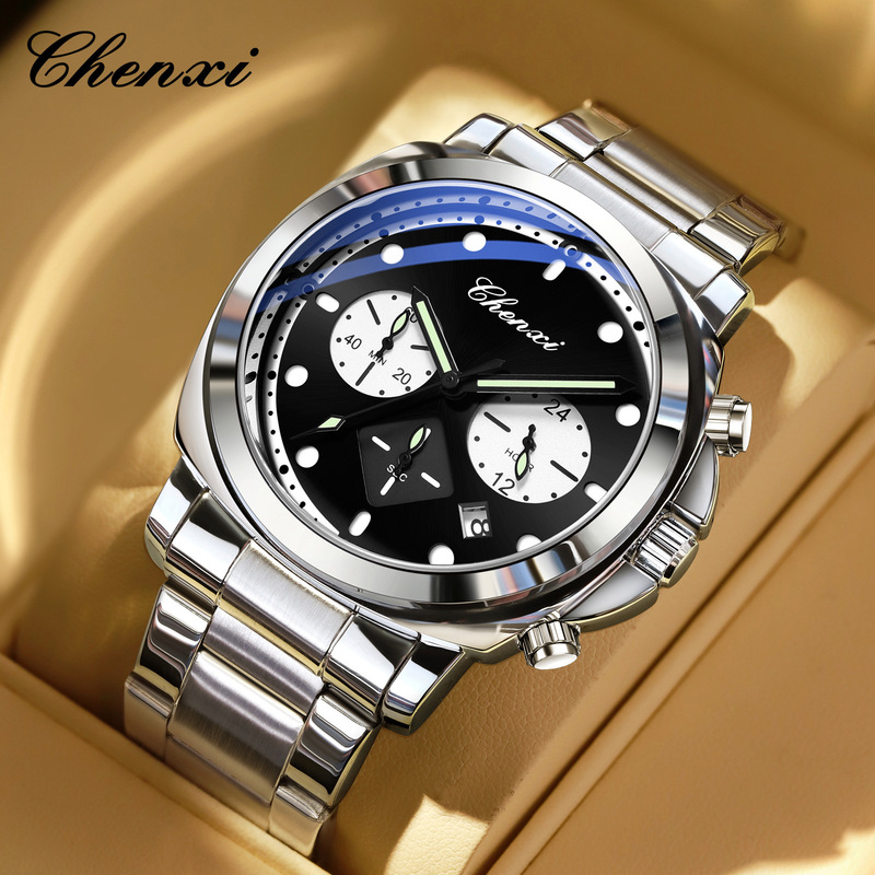 Chenxi Men's Multifunctional Watch Cross-Border Trendy Fashion Quartz Watch Calendar Luminous Chronograph Men's Watch Wholesale