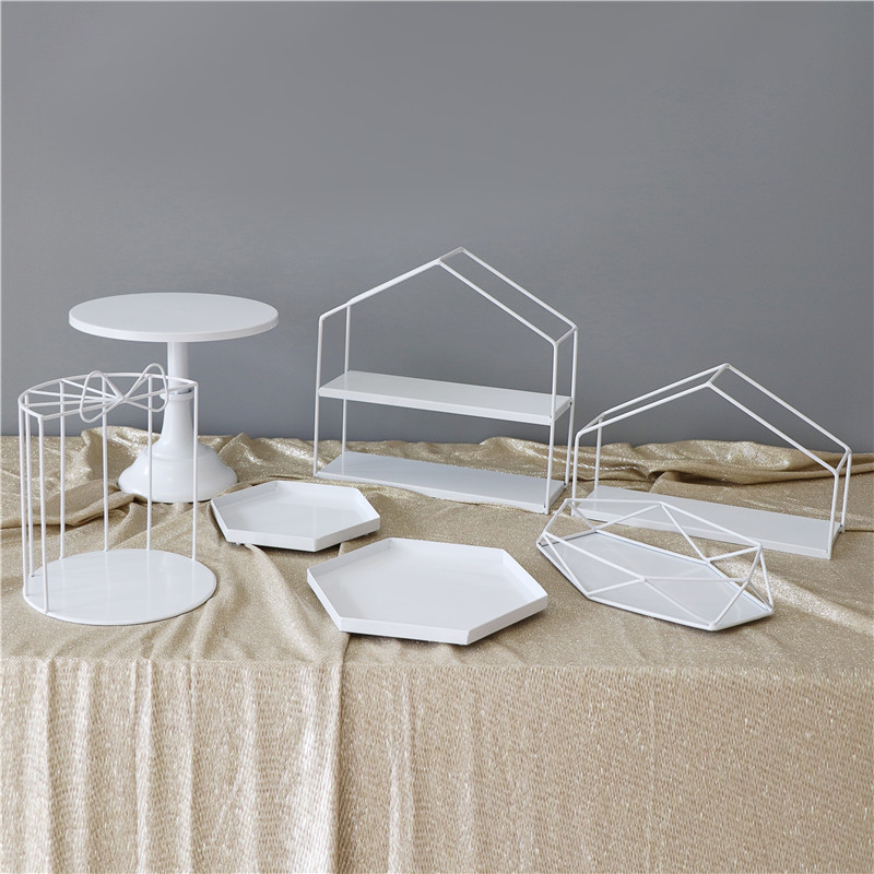 Estilo europeo blanco postre decoración de la Mesa soporte de exhibición pastel de cumpleaños estante comida fría té descanso Mesa merienda té de la tarde stand image 17
