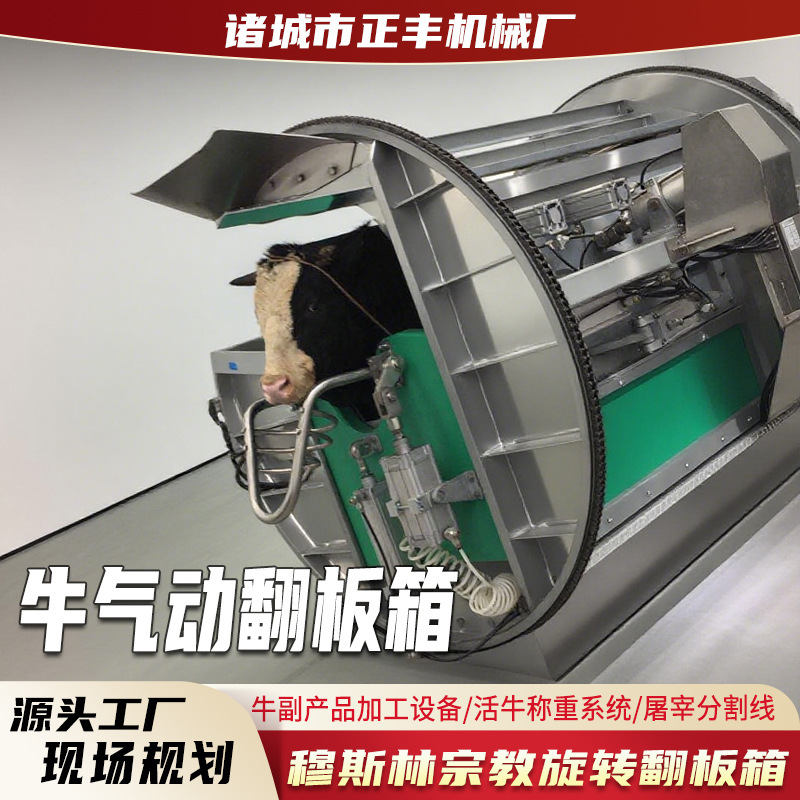 穆斯林牛屠宰气动旋转翻板箱牵牛机活牛称重系统牛气动翻板箱