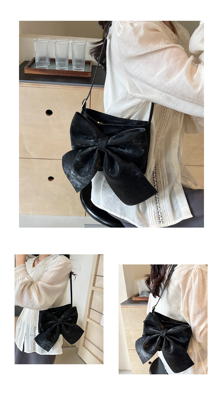 Women's Medium Pu Leather Bow Knot Elegant Square Zipper Crossbody Bag display picture 5
