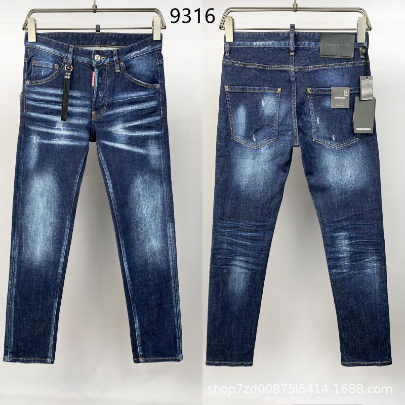 9316D2 Secondary Brand High Street Fashion Jeans American Style Cross-Border Men's Straight-Leg Denim Trousers European Style Jeans