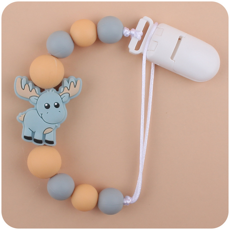 Nuevos suministros para bebés chupete cadena creativa bebé alce de silicona bebé mordedura molar anti-caída de la cadena