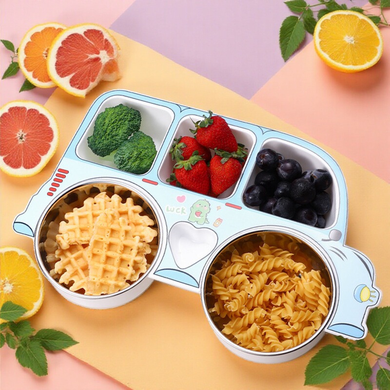 304 Stainless Steel Children's Dinner Plate, Car-Shaped Compartmentalized Baby Food Cartoon Tableware Spoon and Fork Set Wholesale 304 Stainless Steel Children's Dinner Plate, Car-Shaped Compartmentalized Baby Food Cartoon Tableware Spoon and Fork Set Wholesale