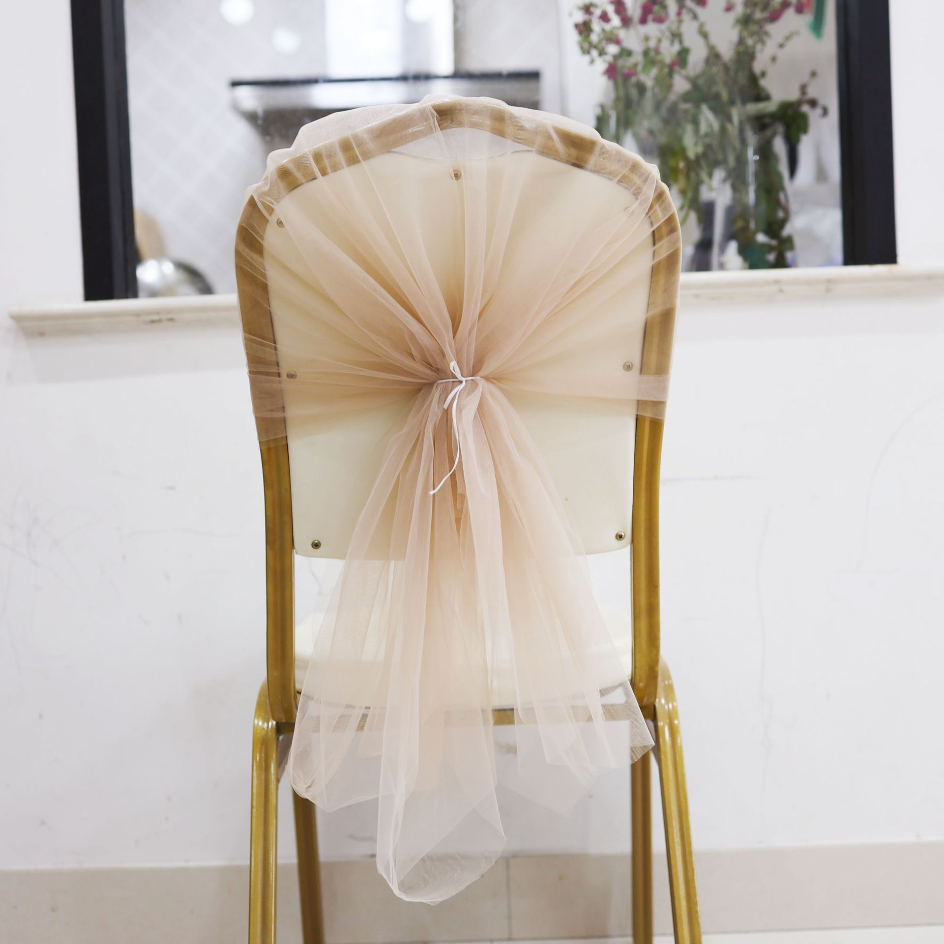 Transfronterizos silla trasera cubierta silla de decoración cintas de tela de banquete