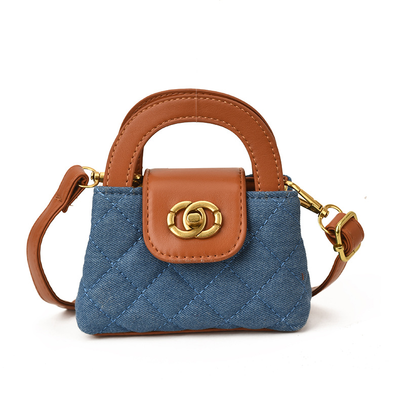 Bolso de hombro para niños y niñas de color contrastante de moda, bolso de mano para niñas, exquisita mini bolso de hombro para niños