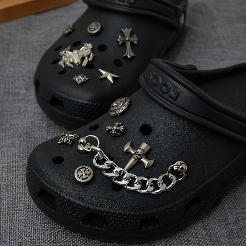 Adecuado para carlochi Cruz agujero zapatos accesorios zapatos DIY flor zapato hebilla decorativa hebilla retro extraíble accesorios de metal