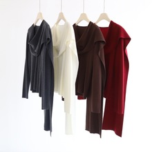 设计款围巾领极简飘带长袖针织打底衫女秋冬新款氛围感上衣