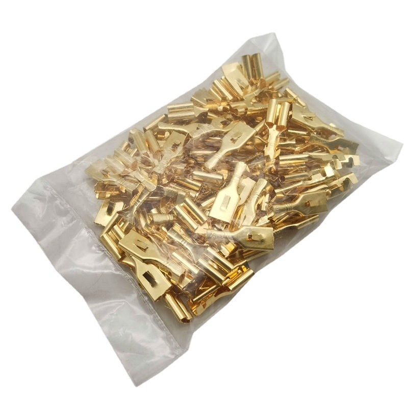 4,2 resorte de enchufe de cobre 5,2 pin de cobre redondo tarjeta de alimentación terminal de alambre 4,8/6,3/7,8 tarjeta de enchufe de conexión rápida primavera