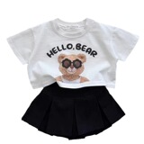 Летняя мультяшная милая короткая футболка с коротким рукавом подходит для мужчин и женщин для девочек, в корейском стиле, детская одежда, с медвежатами