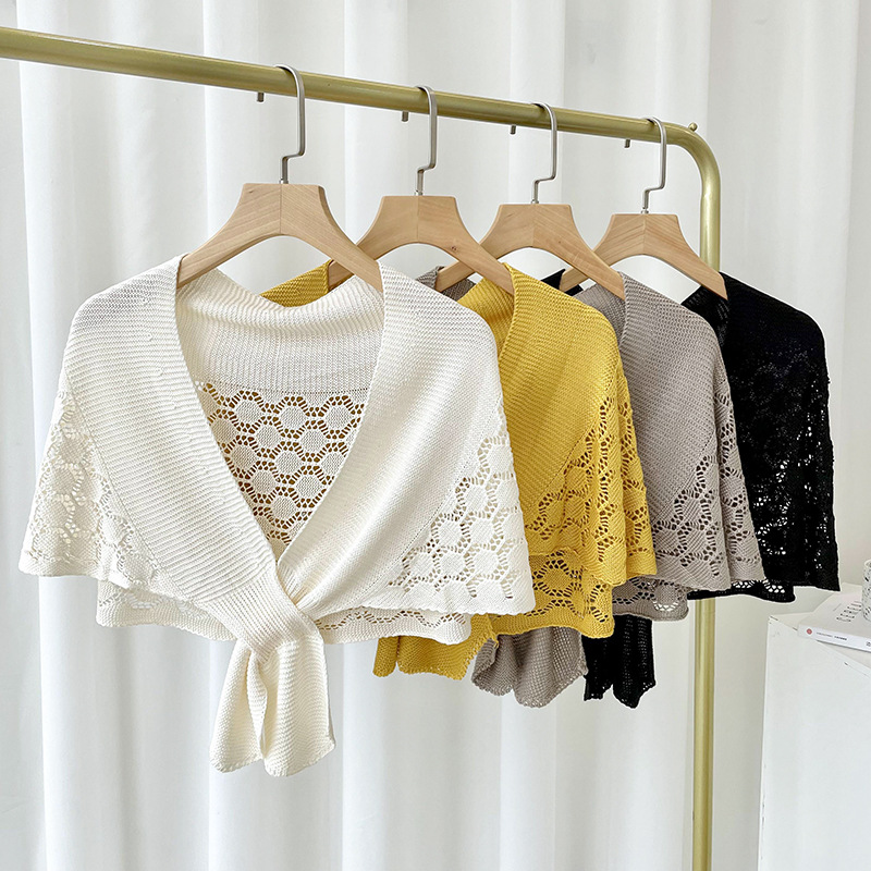 Nuevo estilo coreano primavera y otoño chal de punto decoración de protección solar para mujer chal universal con aire acondicionado bufanda de protección del cuello de la habitación