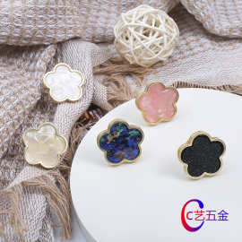 梅花五叶草花贝壳拉手 现代简约 橱柜金色透明抽屉衣家具门把手