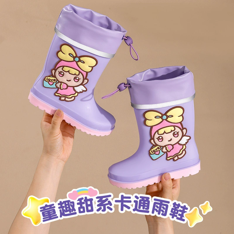 Детские дождевики мультфильм милые мужчины и женщины водонепроницаемые сапоги из дождевой сапоги для детей среднего и большого ребенка нескользящие резиновые туфли оптом