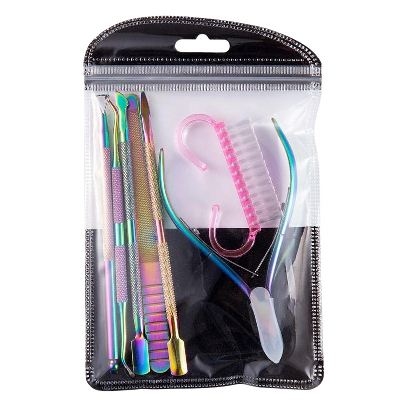 Nail art tools stainless steel dead skin cutting ribbon titanium steel push nail clippers nail file strip box 14 pieces suit cross border