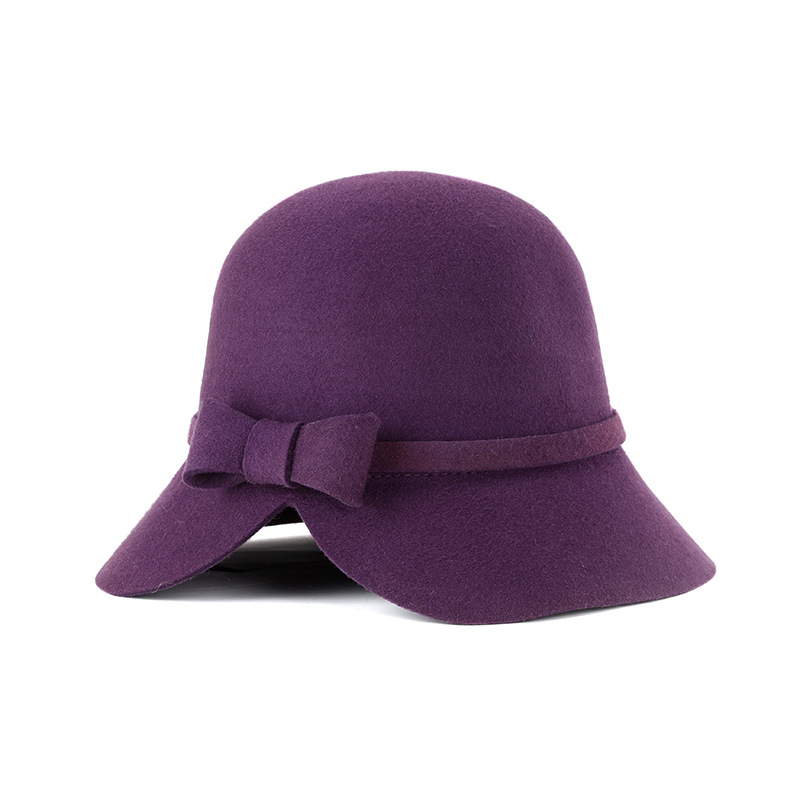 Sombrero de otoño e invierno pura lana estilo Coreano Japonés personalidad la moda brecha arco pequeño sombrero cúpula en stock al por mayor