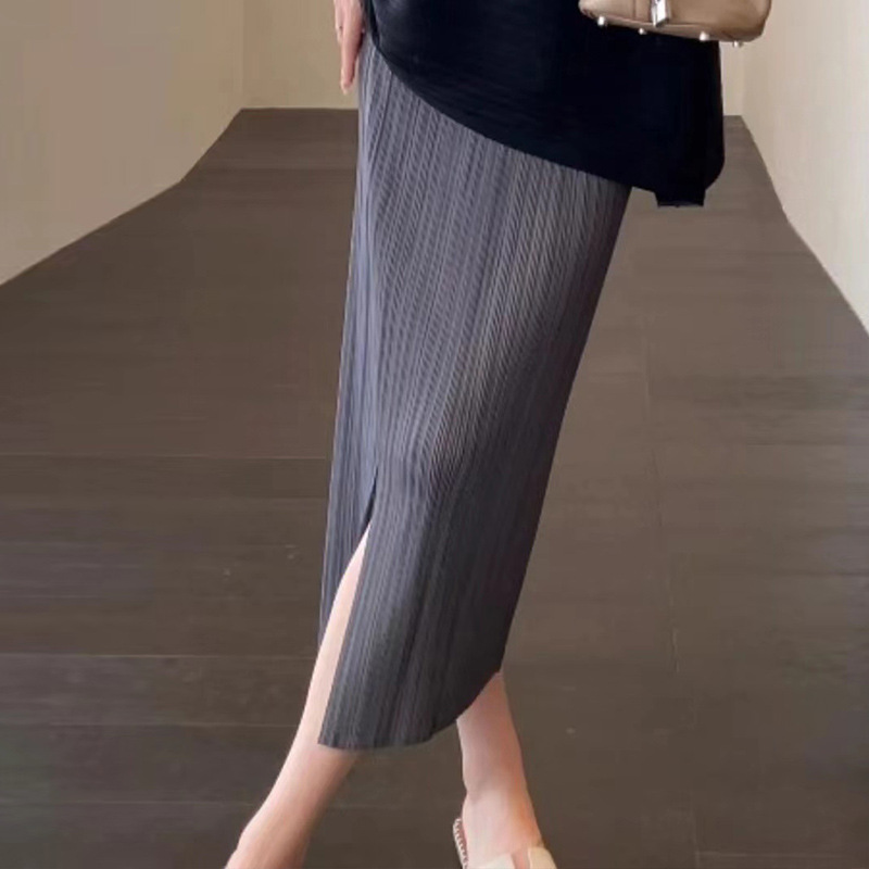 gray midi skirt