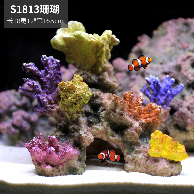 Pecera Simulación Paquete de paisajismo de arrecife de coral falso Acuario Concha Aqua Paisaje acuático Decoración de plantas acuáticas Combinación de casa de evitación