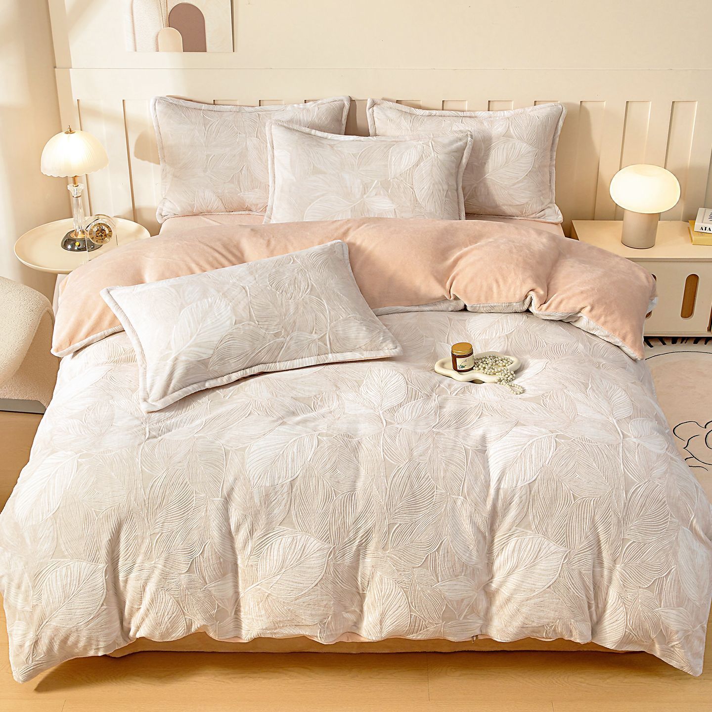 Invierno con ropa de cama de peluche de cuatro piezas, ropa de cama de peluche de leche, ropa de cama de peluche de coral, ropa de cama de peluche de tres piezas