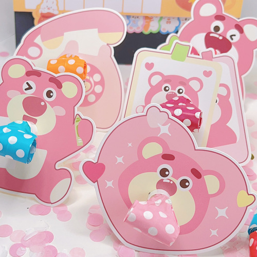 Strawberry bear cartoon dragon whistle children's birthday party atmosphere cheering props trumpet bear blowing roll toy