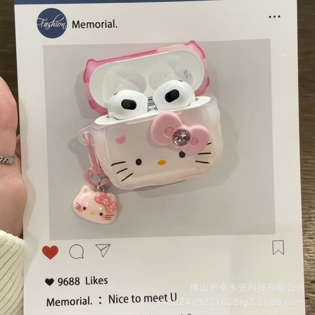 Ins adorable Kitty rosa para Airpods 4 cubierta de auriculares Apple Bluetooth pro3 estuche de auriculares