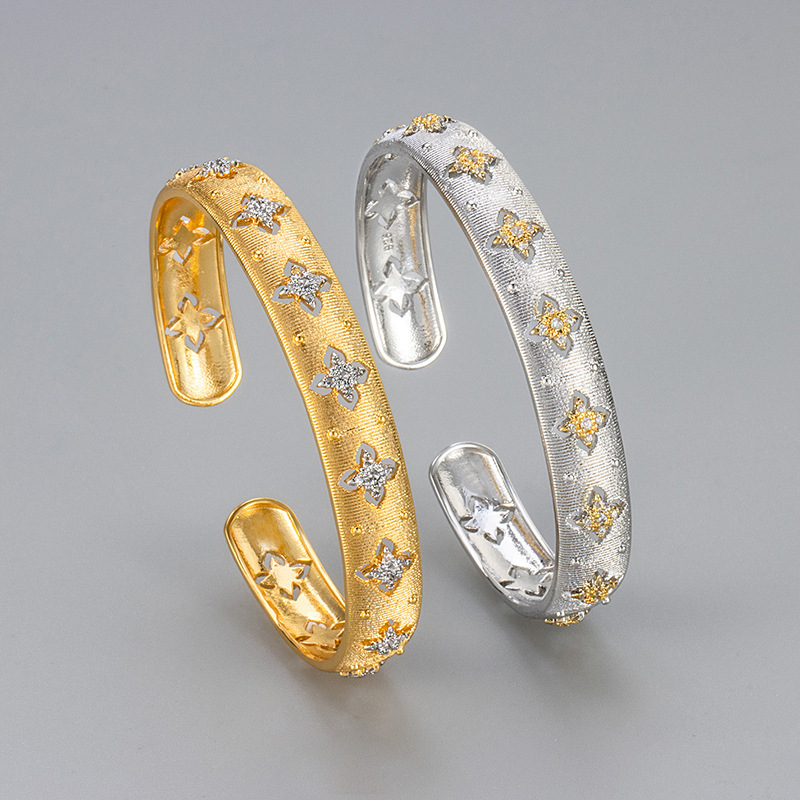 Cross-border Italian court style drawing craft vintage bracelet hollow opening design bracelet advanced niche design Cross-border Italian court style drawing craft vintage bracelet hollow opening design bracelet advanced niche design