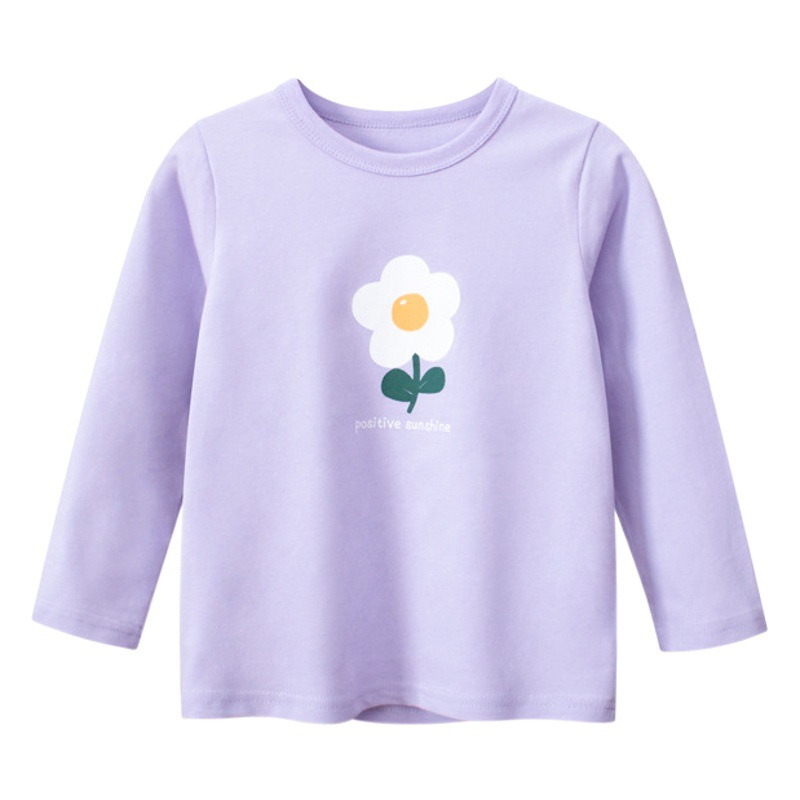 27 hogar estilo coreano otoño ropa para niños Nuevo 2023 ropa de bebé Camiseta de manga larga para niñas camisa de fondo entrega de una pieza