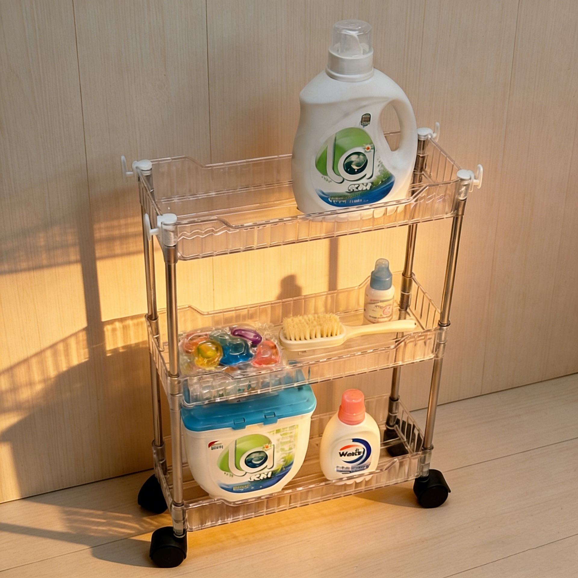 Transparent Gap-Filling Cart Storage Rack with Wheels, Multi-Layer, Thickened, Large Capacity Storage Cabinet for Home Use, Mobile Storage