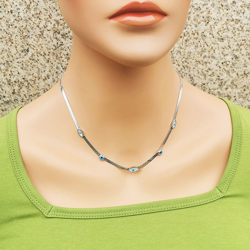 Cool Style Eye Titanium Steel Plating Inlay Shell Necklace 1 Piece
