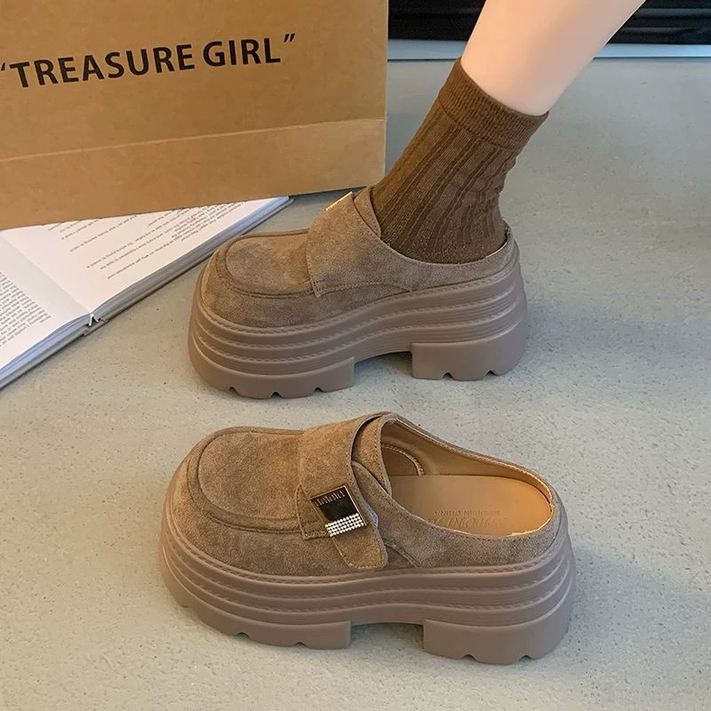 Туфли на платформе с толстой подошвой Birkenstock для женщин 2025 весна-лето, ботоу/полу тапочки для маленьких, ретро единичная обувь